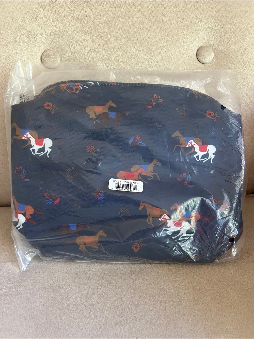 NWT Lug Dolly Cosmetic Case in Horses Navy🐎